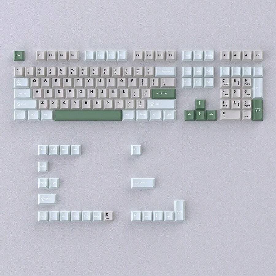 132键青柠色键帽，GMK双色注塑PBT键帽，Cherry原厂高度