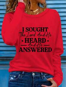 Christmas Christmas Outfit Women Christmas Decor I Sought The Lord T-Shirt - Religious Top With Bold "I Sought The Lord" Print, Soft Breathable Fabric, Comfortable Casual Long Sleeve Dress/Top (Available In Multiple Sizes) - Inspirational Verse Gift Long Sleeve Tops Women Winter Clothes For Women Fall Clothes For Women-New Autumn/Winter Collection: Unisex Relaxed Fit Long-Sleeve Crew Neck Sweatshirt - 紅色 - 查看 5