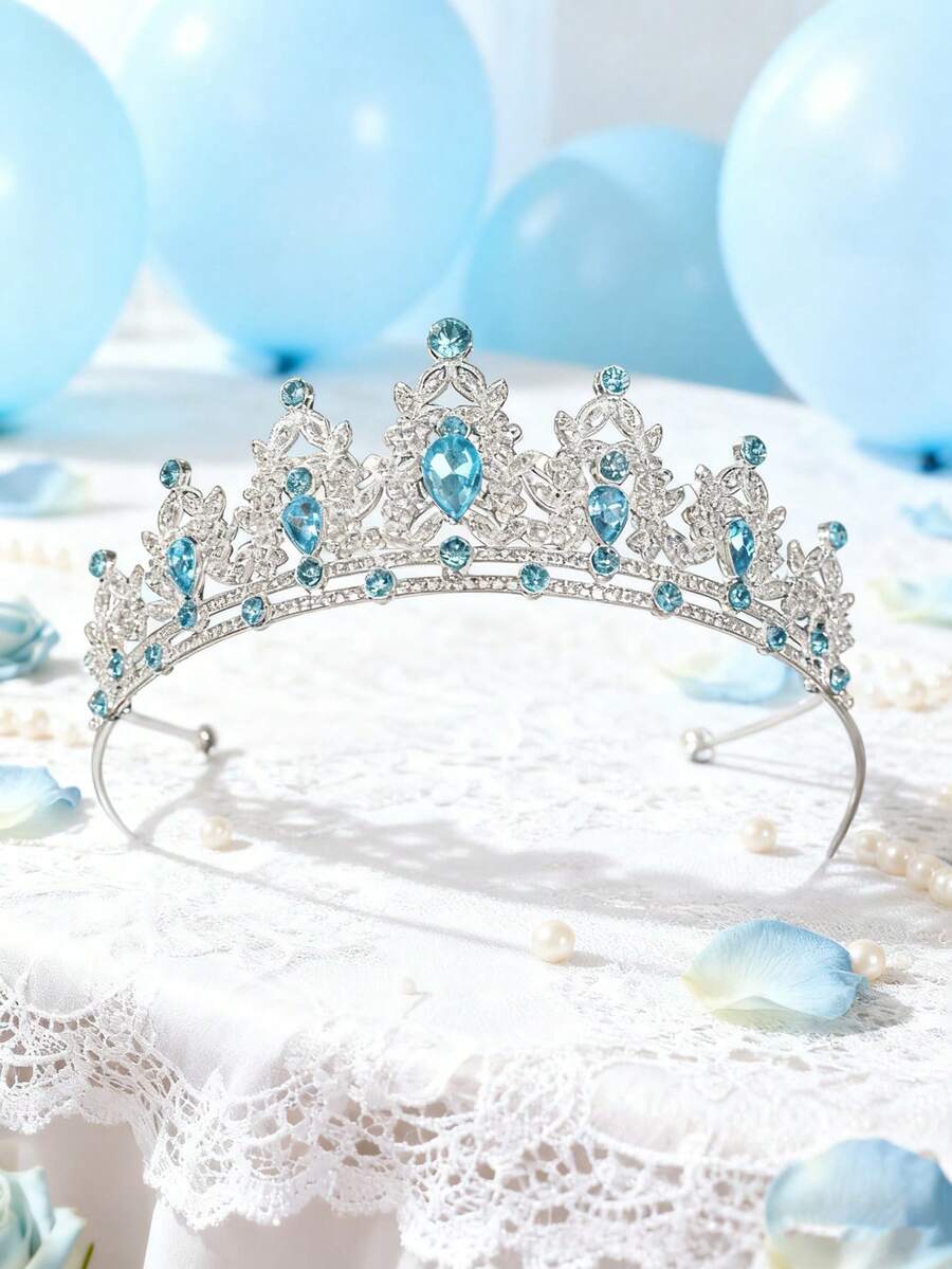 1 Stück Europäischer & Amerikanischer Mode Königin Krone und Diadem Prinzessinnenkrone, geeignet für Frauen und Mädchen, Kristall Haarband, passend für Bräute und Prinzessinnen, für Hochzeiten und Partys, Kronen, Kopfschmuck, Kostümkrone, Haarkranz, Kopfkranz, Accessoires