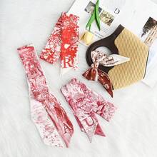 Letter Purse Scarf For Handbags Head Scarves For Women's Hair Bags Scarfs Long Skinny Scarves Fashion Silky Spring Summer Fashion Casual Versatile Bags Decorative Silk Scarves Floral Premium Sense 24 Letter Long Strip Multi-Purpose Ribbon - Chữ A - Xem 9