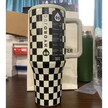 32oz/40oz Large-Capacity Vacuum Cup [One Cup For A Whole Day's Water Needs], 24-Hour Hot And Cold Retention, Essential For Outdoor Work & Sports, Coffee Checkered Design - 彩色 - 查看 39