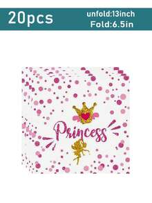 10/20pcs Castle Princess Theme Birthday Party Supplies Set, Princess Party Tableware Set Including Disposable Plates, Napkins, Cups, Suitable For Girls Princess Theme Baby Shower