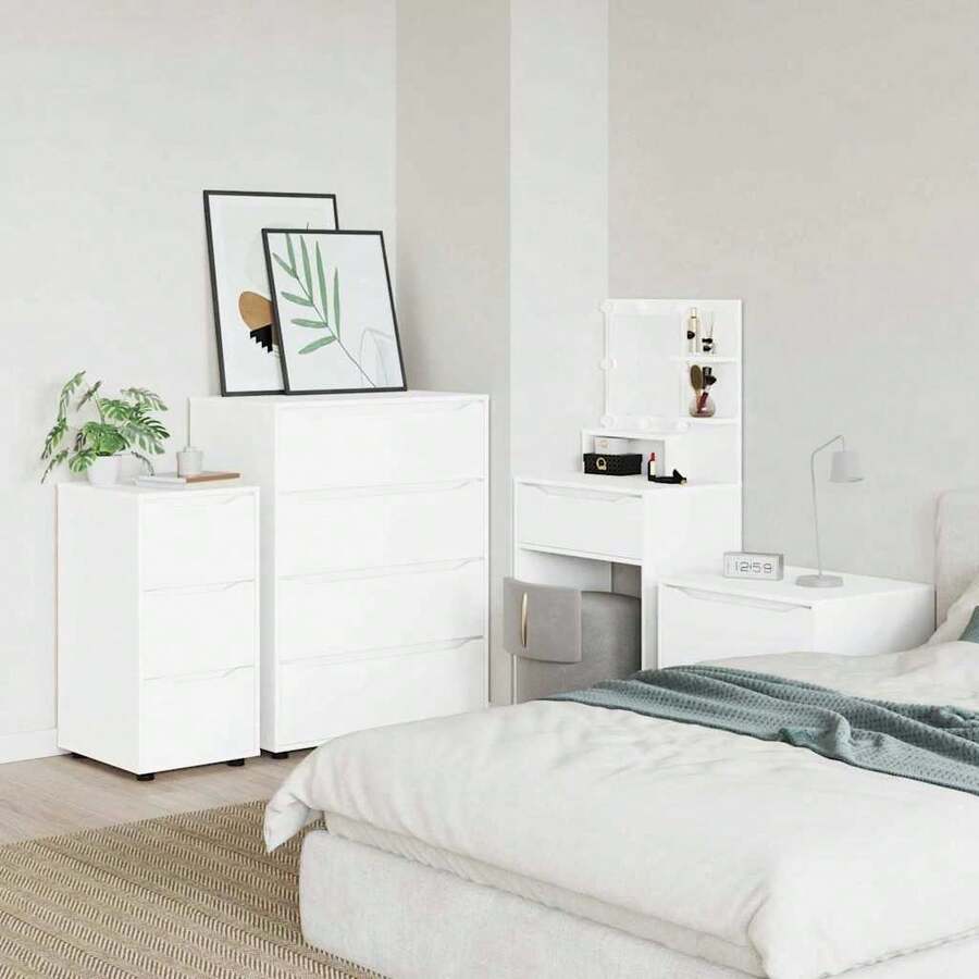 vidaXL Armadio da tavolo Bianco 40 x 48 x 81 cm Legno d'ingénierie - Bianco - Visualizzare 1