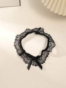 Lace Trim Princess Style Thigh Garter, Garter Belt Accessories, Choker & Leg Warmers, Bridal Wedding Stockings - Black - View 2