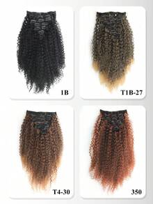 20 Inch Clip-In Wig - 140g Heat Resistant Synthetic Hair Black/Ombre Clip-In Curly Hair Extensions (7pcs Set) - Multicolor - View 4