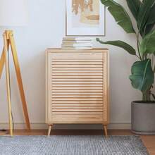 vidaXL Porte d'armoire à persiennes 69x59,4 cm bois de pin massif - Tabac - Voir 1