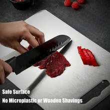 [Premium Double-Sided Stainless Steel Cutting Board]Anti-Slip Heavy-Duty Kitchen Essential - Corrosion-Resistant For Indoor/Outdoor Cooking, Restaurants & Camping - 銀色 - 查看 11