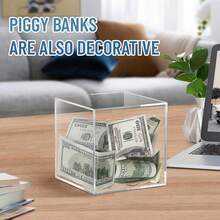 1pc Acrylic Transparent Piggy Bank, For Kids, Students, Adults, Donation Box, Suggestion Box, Suitable For Thanksgiving, Back To School