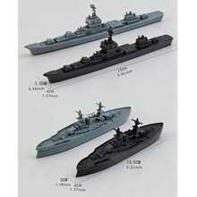 Military Naval Ship Aircraft Carrier Toy Set, Includes Small Model Planes, Destroyers, Battleships And Supply - Black and Gray - View 4