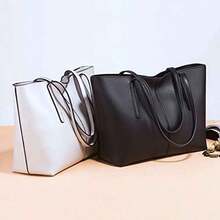 SHERCHPRY Bolso Tote para Mujer, Bolsa de Hombro para Mujer de Piel PU Gran Capacidad Bolso de Trabajo Bolsoss de Compras Tote Bag Elegante y Resistente para Uso Diario, 30*14*24cm - como en la foto - Ver 7