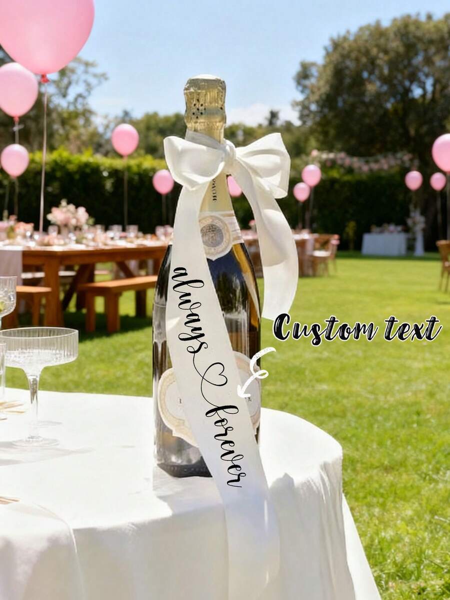 Customized Wedding Decoration Ribbons, Customizable Wedding Ribbon Accessories, Wine Glass Decoration Ribbons, Wedding Chair Back Decoration Ribbons, And Personalized Guest Name Ribbons. Wedding Party Decorations, Wedding And Party Ribbon Name Tags - Multicolor - View 1