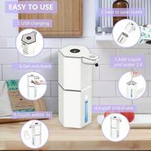 1pc Automatic Induction Foam Soap Dispenser, 360ml Wall-Mounted Or Desktop Bathroom/Kitchen Smart Hand Soap Dispenser, USB Rechargeable 1200mAh Sensor Smart Foam Machine With 4 Gear Adjustable, Automatic Foam Hand Washer For Bathroom, Kitchen, Office
