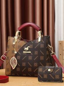 This Year's Popular Mother-Daughter 3 Piecesset Bag, Classic Large Capacity Women's Casual Handbag, High-End Elegant Women's Jacquard Bag