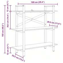 vidaXL Étagère Chêne negro 100 x 33,5 x 102 cm Madera de ingeniería - Negro - Ver 11