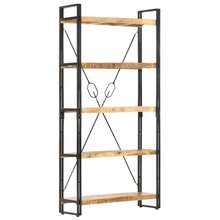 vidaXL Biblioteca 5 níveis 90x30x180 cm Bois sólido de manguier - Castanho - Ver 9