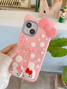 Sanrio Cute Pink Sweet Girl KT Cat Pendant Charm Compatible With Apple 17 Phone Case, 15 Pro Max New Model, Full Coverage, Anti-Fall Soft Silicone 14 Pro, 16 Pro Protective Cover, 13 - Multicolor - View 2