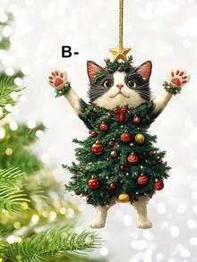 1pc Black & White Acrylic Flat Cat Pendant Keychain, Individually Packaged, Can Be Hung On Keychains, Rearview Mirrors, Backpacks. Cat Pendant, Valentine's Day Pendant, Holiday Pendant, Christmas Decoration, Valentine's Day Party Decoration. - Multicolor - View 4