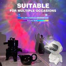 1-Pack Astronaut Galaxy Projector Night Light: 360° Panoramic Starry Sky And Nebula Projection (Includes Dedicated Remote Control), Focusing On Creating Bedroom Atmosphere And Decorative Functions, Suitable For Bedside, Desktop And Other Scenes - 月亮 - 查看 2