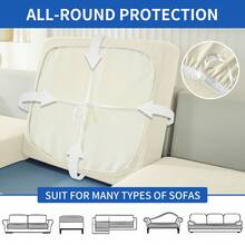 YSTYLE 1 Piece Solid Color Sofa Cover, Modern Stretch Polyester Universal Non-Slip Washable Soft Stain Resistant Sofa Cushion Covers For Living Room - Beige - View 8