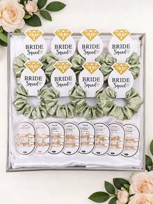 2 Sets Elegant Satin Hair Scrunchies & Faux Pearl Hair Clips Set, Gold Foil Hair Clips, Bridal Party Crystal Hair Scrunchies, Damage-Free Hair Accessories, Suitable For Weddings, Engagements, Bachelorette Parties, Hair Decor, School Supplies, Gifts, Head Accessories