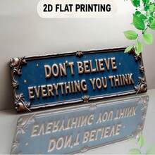 2D平面金属牌匾 - “不要相信你所想的一切”励志墙饰，精美边框和星星图案，蓝色背景，适用于酒吧、客厅、餐厅、酒店以及万圣节和圣诞节等节日。 - 彩色 - 查看 5