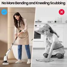 2025 Electric Rotating Cleaning Brush, Rechargeable Cleaning Brush, Shower Cleaning Brush With 9 Brush Heads, 2 Hours Of Battery Life, Dual Speed Adjustment, Retractable Handle, IPX7 Waterproof, Suitable For Bathtubs, Tiles, Floors, Cars, Halloween And Christmas Gifts, Household Essentials - 白色 - 查看 4