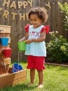 Baby Girls T-Shirt Co-Ords - Red - View 2