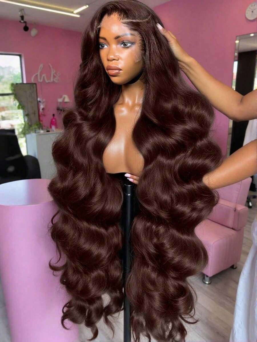 40 Inch 200% Density Wear And Go Glueless Wigs Human Hair Pre Plucked Pre Cut Brown 13x4 HD Lace Wigs Body Wave Lace Front Wigs Human Hair For Women 200% Density - S4 - 查看 1