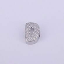  1pc New Silver Color Cubic Zirconia A-Z Initial Alphabet Charm Big Hole Beads,26 Alphabet Letter Pendant Jewelry Accessories - Silver - View 25