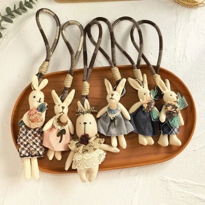 Cute Rabbit Shaped Linen Fabric Charm, Versatile Japanese Style Fresh Accessory, Suitable For Women, Perfect Gift For Birthday, Ideal Gift, Surprise Gift, Holiday Gift, Seasonal Gift