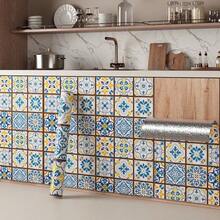 1卷波西米亚复古风壁纸，防水防油耐热家居装饰贴纸，厨房橱柜浴室墙贴 - 彩色 - 查看 20