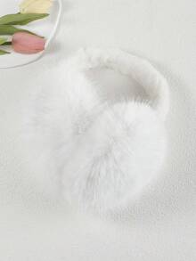 2pcs/Set Warm Plush Earmuffs, Thick Cute Earmuffs For Women & Men, Couple Winter Cold-Proof Earmuffs - Black and White - View 4