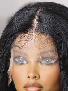 [Tóc giả xoăn sóng đen] Tóc giả sợi tổng hợp chịu nhiệt dài 28 inch, ren chữ T, tóc con, chất lượng cao, tự nhiên, mềm mại, thích hợp cho người mới bắt đầu sử dụng hàng ngày, kích thước 13*4*1. Tóc giả sóng lớn màu đen, thích hợp cho lễ hội âm nhạc, kiểu sóng thân, xoăn, lưới co giãn, ren hình chữ T, dài 28 inch, tóc xoăn sóng lớn màu đen. - màu đen - Xem 6