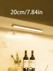 1 pieza Luz con sensor de movimiento, luz nocturna inalámbrica recargable por USB, alta luminosidad, apta para uso en interiores, lámpara LED con sensor de movimiento inteligente para gabinete, armario, dormitorio, cocina, escaleras, escritorio - Blanco - Ver 15