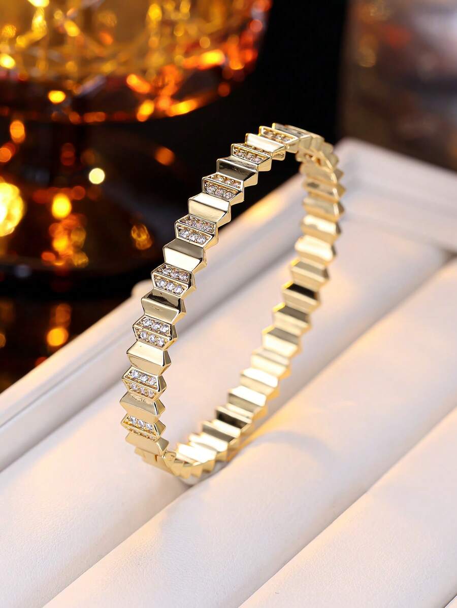 1 pieza Brazalete geométrico minimalista de patchwork, accesorio de estilo elegante para el transporte