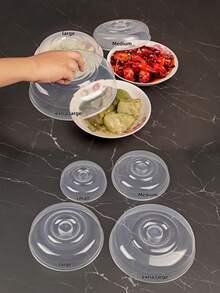 1/2/4/8 Pcs Thick Microwave Oven Lid And Food Cover - Universal Splash Guard, Suitable For Hot Rice, Dishes, Fruits | Microwave , Heat Preservation, Anti-Fly | Cooking Accessories, Suitable For Christmas, New Year, Festivals And Other Celebratory Occasions Kitchen Tools. - Multicolor - View 3