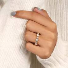 Fashionable Delicate Bezel-Set Cubic Zirconia 18K Gold Plated Women's Wedding Band Ring - Gold - View 7