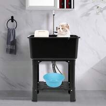 Utility Sink Space Saver Laundry Tub With Faucet, Freestanding Laundry Sink Garage Sink With Storage Shelf Kitchen Counter - mặc định - Xem 7