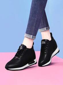 GAN AI Women Wedge Sneakers - Black - View 1