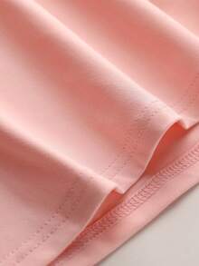 Girls' Cute Rabbit Pattern Middle Eastern Style Round Neck Short Sleeve Pullover Top, Spring/Summer New Arrival - Pink - View 6