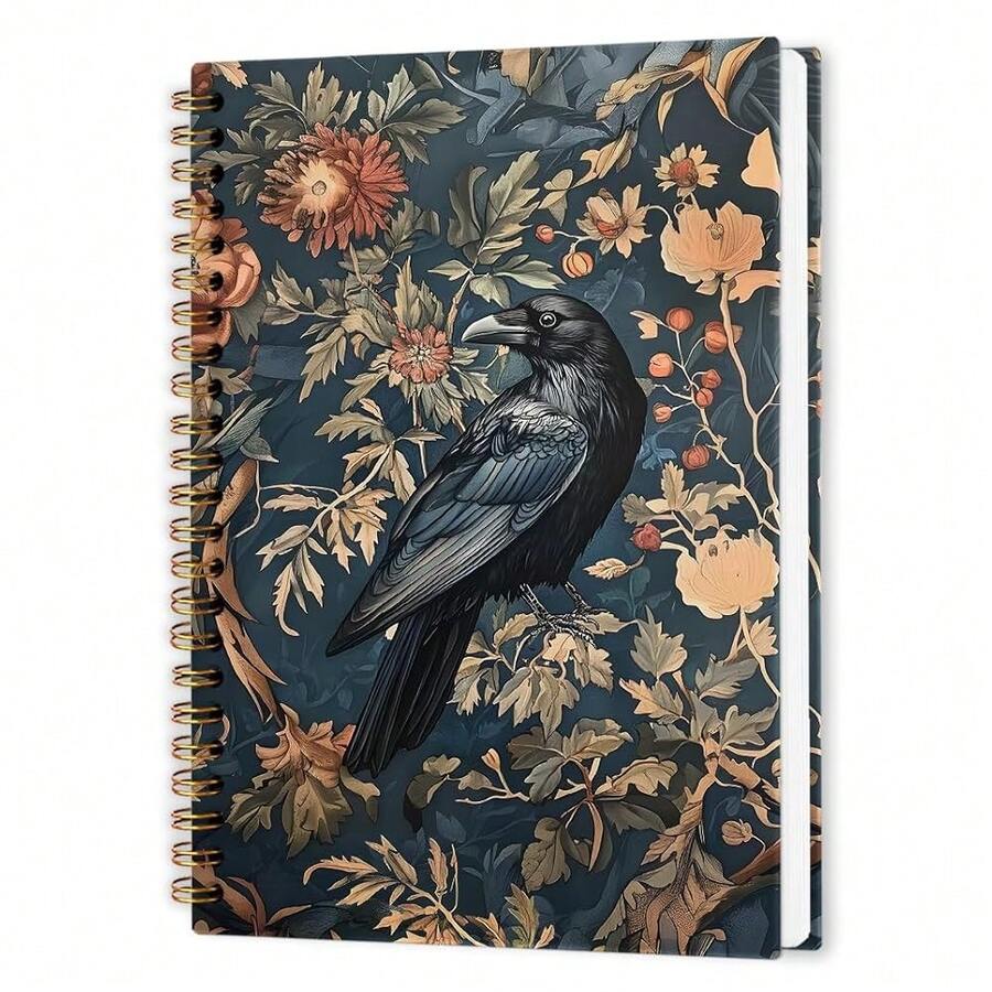 Witchy Crow Spiral Notebook, Gothic Dark Academia Crow Journal Notebook, Cottagecore Raven Journaling Notebooks For Women, Gothic Raven Office Schoolsss Supplies Gifts, 5.5x8.3 In - 烏鴉 - 查看 1