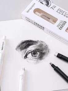 1pc Mechanical Pencil-Shaped Erasers, Shaveless, Precise Line Erasing, Ideal For Art Students, Sketching, Drawing, High Erasing Brightness, Smudge-Free - Black and White - View 9