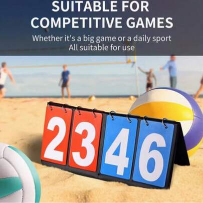 1pc Dual Color (Red & Blue) Scoreboard, Flip-Over Multi-Sport Score Keeper, Equipped With Large Retro PVC Scoring Digits, Suitable For Football, Basketball, Baseball, Table Tennis, Volleyball Matches. Lightweight And Portable, Applicable For Tournaments, Schools, Gyms, Outdoor Use, And Home Game Tool