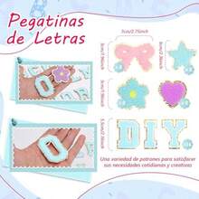58 Parches Autoadhesivos, Pegatinas de Letras, Parches para Planchar, Parches de Tela Autoadhesivos, para Ropa Chaquetas de Tela Bricolaje Telfono Mvil (Azul 58 piezas) - azul 58 piezas - Ver 4