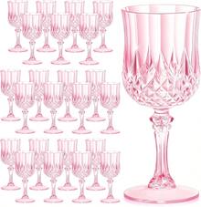 AGH 12/24/48 Pack 7oz Plastic Wine Drinking Glasses, Pink Plastic Vintage Champagne Vintage Wine Glasses, Unbreakable Goblets For Parties Wedding, Party, Red Wine Glass, Bars, Restaurants - Hồng - Xem 11