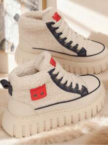 2025 Winter Fashion New For WomenSnow Boots, Plush Cute Plush Thick Bottom Lace-Up For Women Snow Boots,Ankle Boots.Women's Short Plush Lined Snow Boots - Anti-Slip & Perfect For Outdoor Winter Boots For Women - 藍色 - 查看 6