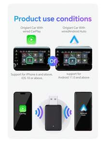 XUDA 2026 New Compact & Elegant Smart Box, 2-In-1 Wireless CarPlay & Android Auto Mini Adapter, New CarPlay Converter, Fast Auto Connection, No Delay, Car Accessories, Wired To Wireless, Compatible With IPhone & Android, With USB/USB-C Port - A - View 3