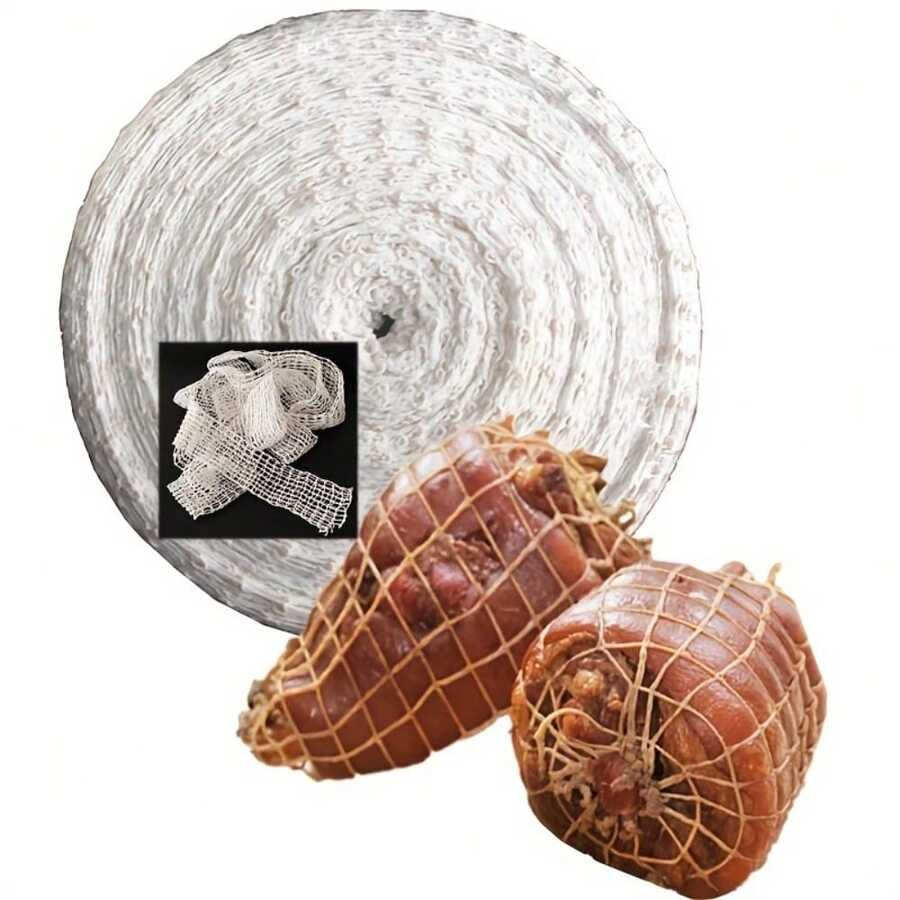 1pc Meat Netting, Suitable For Ham, Sausage And Hot Dogs - Butcher's Packaging Twine, Easy To Operate And Use In Kitchen, Sausage Net, Sausage Stuffer - White - View 1