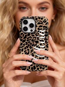 1pc Custom Fashionable Leopard Print & Letter Color 2-In-1 Glossy Protective Hard Phone Case Cover Compatible With IPhone 11/12/13/14/15/16/17 Pro Max,International Version, Not The Domestic Version - Multicolor - View 2