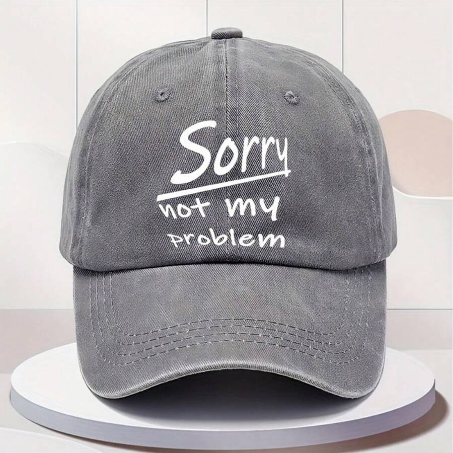 Fashion Letter Print Men'S Washed Baseball Cap | Casual, Vintage Style, Ideal Gift Choice, Adjustable Fit, Machine Washable - Light Grey - View 1